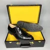 Chaussures habillées Authentique peau de crocodile Homme classique noir véritable cuir d'alligator bout pointu mâle à lacets formel Oxfords