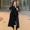 Outono mulher longo trench coat moda coreano streetwear solto manto casual elegante cáqui preto feminino blusão casaco 240116