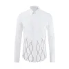 New High Quality Fashion Spring Hem Flame Cross Embroidery Personalized Casual Men Long Sleeve Casual Shirts Size M-2XL3XL