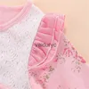 Pullover Lawadka 6-18m Spring Autumn Nowonarodzone dziewczynki Rompers i Hat 2PCS Zestaw Bawełniany Księżniczka Kwiatowe Obrania Kwiatowe 2021 Nowy H240508