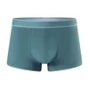 Caleçons pour hommes, Boxer Sexy, sous-vêtements doux et respirants, couleur unie, culotte masculine élastique, entrejambe en coton soyeux pour jeunes