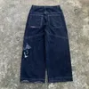 Jeans hommes JNCO Baggy Jeans Y2k 2023 nouveau jean taille basse hommes femmes Hip Hop Punk broderie Slouchy jean gothique imprimé rétro Streetwear T240117