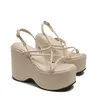 Women's Brand Platform Sandals Laces Heels Shoes Design Punk Cool Short Fat Buckle Casual Black and White Shoes 240117