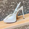 Nouvelle plate-forme Escarpins Sandales pointues super hautes Slingbacks talon stilletto Semelle en cuir Designer de luxe pour femmes Fête de mariage Soirée meilleures chaussures chaussures d'usine