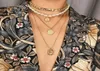 Punk Multi Layered Pearl Choker Halsband Collar Statement jungfru Mary Coin Crystal Pendant Halsband Kvinnor smycken8820124