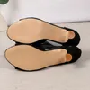 Kleidschuhe 2024 Sommer gebürstetes Leder Fischmaul Sandalen Frauen Zurück Reißverschluss Sexy Feste Farbe Bequeme High Heel Single