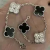 Designer Bangle Van Four Leaf Clover Cleef Bracelet Advanced New Sterling Silver 925 Five Flower Colorless Girlfriend Exquisite Gift.