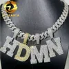 Anpassad Sterling Sier Micro Pave Iced Out Hip Hop Jewelry Name A-Z Enkel initialer Moissanite Letter Pendant