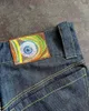 Big Eyes haft gotycka pod wysoką talią szeroką nogawkę dżinsy dla mężczyzn streetwear harajuku y2k hip hop retro graficzny workowate dżins 240116