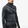 Men's T Shirts High Street Folds Gloves Long-Sleeved T-Shirt 2024 Autumn Winter Solid Turtleneck Warm Casual Outdoor Streetwear