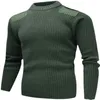 Тактический свитер, мужской военный трикотаж, вязаный пуловер британской армии, зимняя шерстяная нашивка, винтажный зеленый трикотаж с круглым вырезом, холодные трикотажные изделия 240116