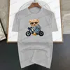 T-shirty męskie motocykl Teddy Bear Print Summer Luksusowa marka Kobieta kreskówka Wysoko jakościowa moda swobodna koszulka męska S-7xl T240117