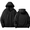 Mens Hoodie Jacket Rain Windproof Windbreaker Outerwear Solid Color Black and Red M5XL 240116