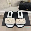 Summer Famous Sandals Slipper Beach Sliders Rubber Scuff Inhoor Shoes Camellia Fisherman Designer Straw Canvas Cross Woven Sticked Outdoor Peep Toe Slipper Shoes