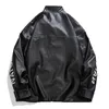 Весенняя мотоциклетная куртка из искусственной кожи, мужская уличная корейская куртка-бомбер с вышивкой букв, университетская куртка унисекс, винтажная верхняя одежда 240117