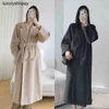 Tasarımcı Maxmaras Cashmere Coat Kadın Yün Paltolar M Ailesi 101801 Orta uzunlukta kalınlaşmış kemer iç astarlı zayıflamalı kemer sonbahar için yün