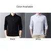 Fashion Autumn Spring Men's Long Sleeve Polo-krage Cotton Solid Black White Business T-Shirt Youth T Shirts Tees Top 240117