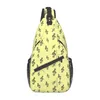 Sacs polochons Notes de musique florales clé de sol sac de poitrine jaune personnalisé avec maille à glissière pour le bureau beau cadeau personnalisable