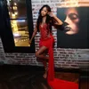 New Red Short Prom Dress Crystal Beading Long Train Sexy Graduation Party Gowns Luxury Mini Cocktail Gown Robe De Bal
