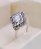 Fantasia floreale cristallizzata in argento sterling 925 con pietre trasparenti Anello adatto per gioielli con fascino P Fidanzamento Amanti del matrimonio Anello di moda per le donne9589727