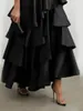 Skirts High Waist Women Layered Ruffle Maxi Cake Skirt Elegant Party Wedding Guest Y2K Solid Vintage Black A Line Half