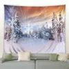 Winter Forest Landscape Tapestry White Snowflake Christmas Tree Pine Wall Hanging Blanket Living Bedroom Dorm Decoration Curtain 240117