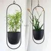 Vases Home Vase Metal Hanging Flower Plant Pot Nordic Chain Hanging Planter Basket Flower Vase For Home Garden Balcony Decoration YQ240117