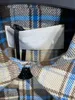 Clinee осенне-зимняя клетчатая рубашка с двойным карманом и длинными рукавами, повседневная свободная мужская и женская куртка, винтажная рубашка с небольшим ароматом, серо-синяя клетчатая рубашка