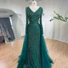 Serene Hill Dubai Mermaid Beaded Luxury Blue Muslim Evening Dresses Gowns with Detachable Skirt For Women Party LA71750 240116