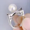 Cluster Rings MeiBaPJ 9-10mm Natural White Round Pearl Fashion Ring Real 925 Sterling Silver Fine Wedding Jewelry For Women