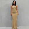Basic & Casual Dresses Casual Dresses Y2K Summer Women Y Skims Flat For Backless Long Maxi Pure Slim Down Honey Peach Hip Suspender P Dhfhv
