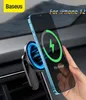 Baseus Magnetic Car Wireless Charger för iPhone 12 Pro Max Wireless Charging Car Charger Phone Holder Air Vent Mount Stand6198201