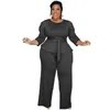 Survêtements de grande taille pour femmes Survêtements de grande taille pour femmes L-4XL Femmes 2 pièces Ensemble Lounge Tenues à manches longues Automne Lâche Deux Mode So Dhm8Y