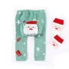 Hose 6-24 m gestrickt Herbst Winter Baby Girls Jungen Hosen Socken 2pcs Hoch elastisches Kleinkindhosen Weihnachten Weihnachtsmann PP Leggings New H240508