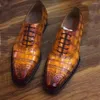 Dress Shoes Leimanxiniu Brush Color Crocodile Skin Leather Pure Handmade Men Froma