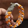 Niedźwiedź mosiądz mosiężne EDC Outdoor DIY tkany Paracord Survival Bracelets Dostarcza akcesoria retro parasolowe koraliki smyczy 240117