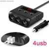 New 4 USB Port 3 Way 3.6A LED Car Cigarette Lighter Socket Splitter Hub For Phone MP3 DVR GPS Auto InteriorPower Adapter 12V-24V Car