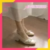 Туфли Мэри Джейн, женские, в стиле Лолиты, на высоком толстом и коротком каблуке, 6 см, нежный и сладкий жемчужный верх, универсальный