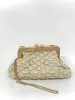 Elegante pochette con clip in legno kaki con tracolla a catena per feste, matrimoni, club, cene 240117