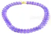 Fashion 2Rows 10mm Natural Lavender Jade Gemstone Round Beads Necklace 18quot19quot4723617