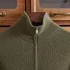 Suéter de cachemira pura para hombre, jersey con cremallera y cuello alto, cuello Polo tejido de Color sólido, suéter grande cálido y grueso para invierno 240117