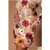 Sukienki robocze Kwiat haft eleganckie luksusowe kobiety mini sukienki na pół high kołnierzyk Sukienki z długim rękawem 2023