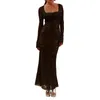 Casual Jurken CHQCDarlys Vrouwen Sexy Kant Zien Door Lange Jurk Bloemen Sheer Sleeve Bodycon Maxi Strand Avondfeest