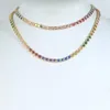 Nuovo arcobaleno color smalto mini cuore amore zircone collana girocollo ghiacciato per donne uomini matrimonio bling pavimenta zirconi cubici fascino cz placcato oro gioielli moda hip hop