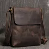 Echtes Leder Täglich Casual Umhängetasche für Männer Kleine Dunkelbraun Vintage Messenger Herrenmode Design Sling Bags 240117