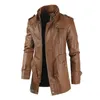 Winter Pu Jacket Men's Street Windbreaker Coat Men Leather Clothing Thick Jacket Fleece Man Casual Overcoat M-4XL 240116