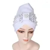 Ethnic Clothing Pearls Beading African Turban Cap Auto Gele Headtie Nigerian Wedding Geles Female Head Wraps Muslim Headscarf Hijab Bonnet