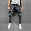 Men jeans Hip Hop Ripped Slim Stretch Pants Spring and Autumn Fashion Club pojkvän Kläder Högkvalitativ jeans S-3XL 240117