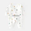Pullover 0-6m nyfödd baby flicka pojke romper bomull tryck spädbarn jumpsuit casual nyfödda kläder för flickor pojkar vårens höstkläder ny H240508
