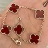 Projektant Charm Bracelets van Four Leaf Clover Cleef Bransoletka Jewlery Rose Gold Bracelets for Woman luksus srebrny cztery liście urok z pudełkiem